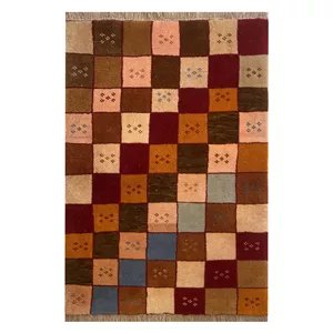 گبه دستبافت قشقایی یک متری کد NKP.RJ0081 زمینه کرم