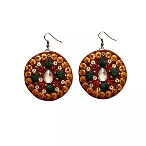 گوشواره دست دوز زنانه مدل گلدوزی و جواهر دوزی