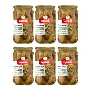خیارشور درجه یک شهدین - 660 گرم بسته 6 عددی