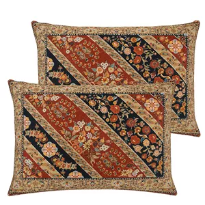 روبالشی مدل مخمل پورشه طرح ترمه کد ROB-0063 سایز 70*50 سانتی متر بسته دو عددی