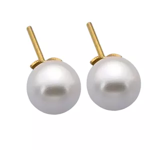 گوشواره میخی طلا 18 عیار زنانه گالری رحمانی مدل مروارید کد 08