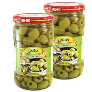 زیتون شور سبز ویژه بدون هسته صالحی - 650 گرم مجموعه 2 عددی