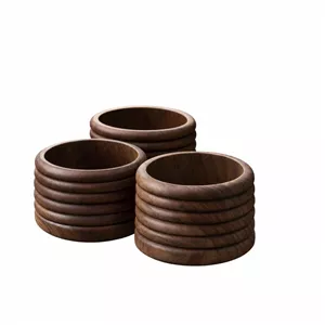 کاسه چوبی مدل کندویی بسته 3 عددی