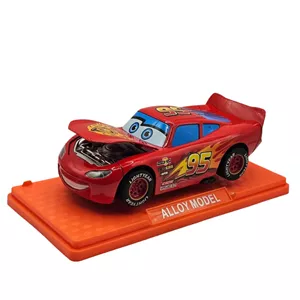 ماکت ماشین ناب سل مدل مک کوئین فلزی چراغدار موزیکال کد McQueen Metal Light-Up Musical به همراه استند 