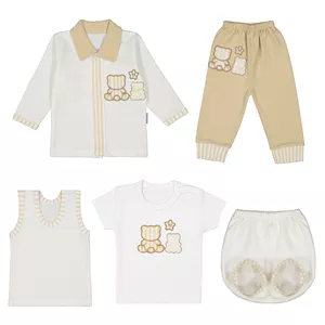 ست 5 تکه لباس راحتی نوزادی مدل خرس و ستاره