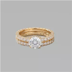 حلقه و پشت حلقه زنانه نگین‌دار ژوپینگ مدل bah024