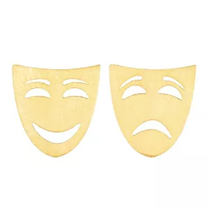 گوشواره میخی طلا 18 عیار دخترانه نیکان گلد مدل ماسک 688 
