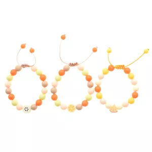 دستبند دخترانه دلنار گالری مدل میوه های استوایی بسته 3 عددی