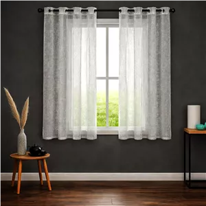 پرده پانچ تیکو دکو مدل حریر کتان ژاکارت طرح محو مدل بدون نیاز به آستر سایز 180 × 140 سانتی‌متر