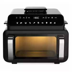 هواپز گریل‌پز و سرخ‌کن بدون‌روغن 10.5 لیتری پرودو مدل Porodo Lifestyle Flexi Cook Pro Indoor Grill PDAF1015BK با توان 2100 وات، کنترل دیجیتال، 10 برنامه پخت و باز شدن دوگانه