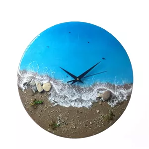 ساعت دیواری رزینی طرح دریا و ساحل