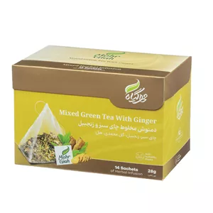 دمنوش گیاهی چای سبز و زنجبیل مهرگیاه بسته 14 عددی