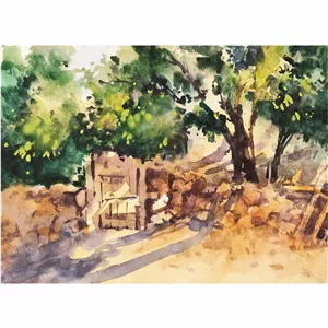 نقاشی آبرنگ طرح طبیعت کد 1044