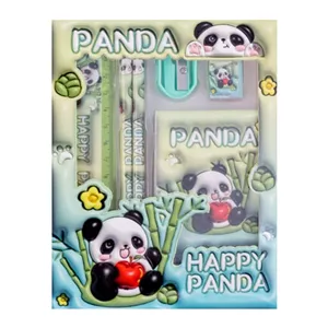 بسته لوازم تحریر مدل Happy Panda بسته 6 عددی