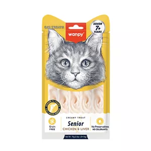 بستنی گربه ونپی مدل Creamy Treat Senior طعم مرغ و جگر بسته 5 عددی