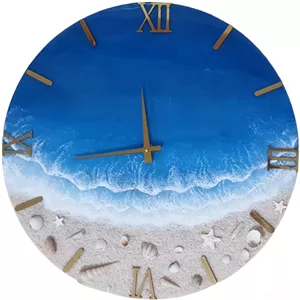 ساعت دیواری رزینی طرح دریا و ساحل