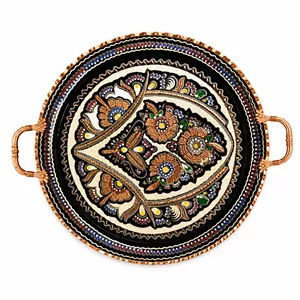 سینی مسی مدل الماس تراش لب هلالی دو دسته
