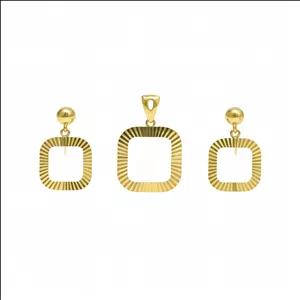 نیم ست طلا 18 عیار زنانه نیم گلد مدل مربعی 