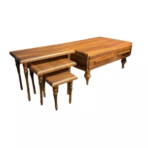 میز پذیرایی مستطیل با پایه پلاستیک و صفحه MDF گالری چوب آشنایی مدل 107-2kesh مجموعه 4 عددی
