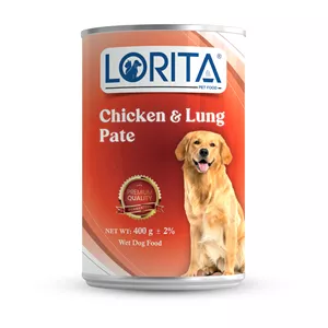 کنسرو غذای سگ لوریتا مدل CHICKEN & LUNG PATE وزن 400 گرم