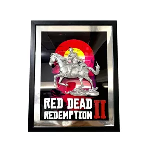 تابلو مدل سه بعدی طرح بازی رد دد2 کد RDR2 فریم مشکی