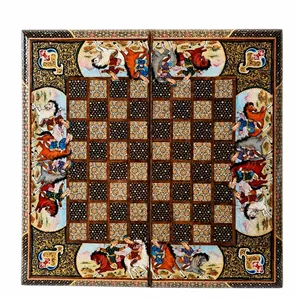 صفحه شطرنج خاتم کاری مدل لبگرد چوگان کد CH-50