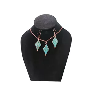 ست گردنبند و گوشواره دست ساز مدل فیروزه کوبی