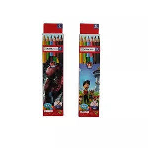 مداد رنگی 6 رنگ آسیا طرح 2 کد 007 مجموعه 2 عددی 