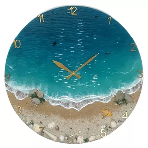 ساعت دیواری رزینی طرح ساحل و دریا