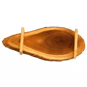 سینی چوبی مدل روستیک طرح کنده دورنگ کد ۳