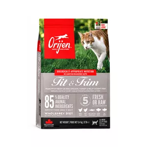 غذای خشک گربه بالغ اوریجن مدل Orijen Adult Fit & Trim با طعم مرغ، بوقلمون و ماهی وزن ۱.۸ کیلوگرم