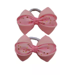 کش مو دخترانه مدل پاپیون طلاکوب ستاره بسته دو عددی