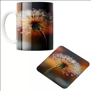 ماگ پاد آفرین مدل قاصدک بارانی کد 01 به همراه زیر لیوانی