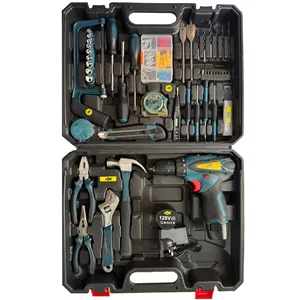 پیچ گوشتی چکشی شارژی سه نظام 10 میلیمتر 128 ولت جاب مدل JB-128 NetliX مجموعه 205 عددی