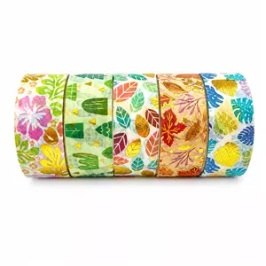 چسب کاغذی مدل واشی طلاکوب فانتزی عرض1.5 سانتی متر بسته 5 عددی 