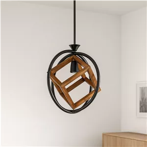 لوستر 1 شعله شاهان تک مدل wood 13