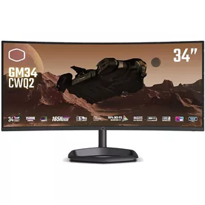 مانیتور خمیده گیمینگ کولر مستر مدل GM34-CWQ2 سایز 34 اینچ، رزولوشن QHD-2K، پنل VA، نرخ بروزرسانی تصویر 165 هرتز، نسبت تصویر 21:09-Ultra Wide ، دو پورت HDMI و یک پورت DisplayPort