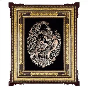 تابلو قلمزنی مسی طرح سیمرغ مدل خاتم کد 5060-8