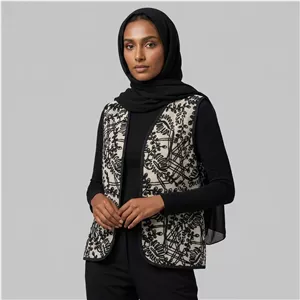 جلیقه رسمی زنانه گیپور گل‌دار مدل لاوین