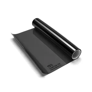 برچسب دودی شیشه خودرو مدل ضد خش 15 درصد uv400 کد tat-black-15 رول 4 متری