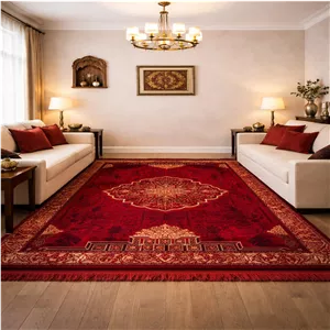 فرش ماشینی 420 شانه زمینه لاکی حاشیه لاکی مدل 4136