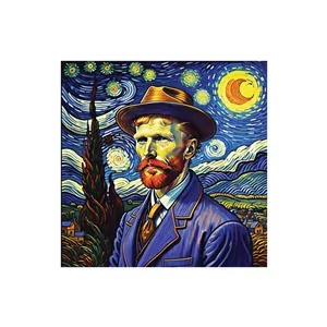 زیر لیوانی مدل رومادون طرح ونگوگ VanGogh و نقاشی شب پر ستاره کد 04