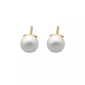 گوشواره میخی طلا 18 عیار زنانه گالری رحمانی مدل تک مروارید کد 06 