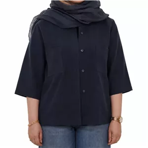 شومیز زنانه آستین سه ربع کتان بهارک چهار دکمه مدل A06