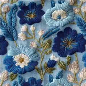 پارچه ملحفه عرض 1.5 متر پارچه باما طرح پنج بعدی گل آرما کد 5014222 رنگ آبی