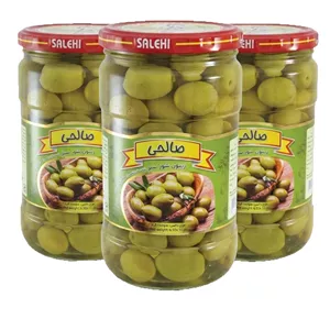 زیتون شور سبز ویژه هسته دار صالحی - 650 گرم مجموعه 3 عددی
