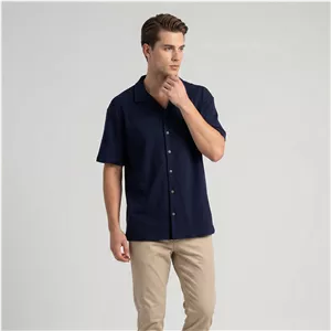 پیراهن آستین کوتاه یقه برگردان با تنخور معمولی (regular fit) مردانه ایکس ساید مدل S624378Z8