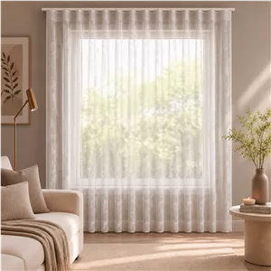پرده تیکو دکو مدل ست کامل مینیمال طرح حریر ابریشم محو سایز 260 × 115 سانتی‌متر مجموعه 8 عددی