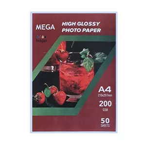 کاغذ چاپ عکس گلاسه مگا کد 200 سایز A4 بسته 50 عددی
