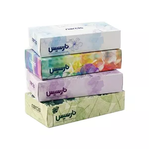 دستمال کاغذی 100 برگ دولایه نارسیس مدل رنگارنگ مجموعه 4 عددی